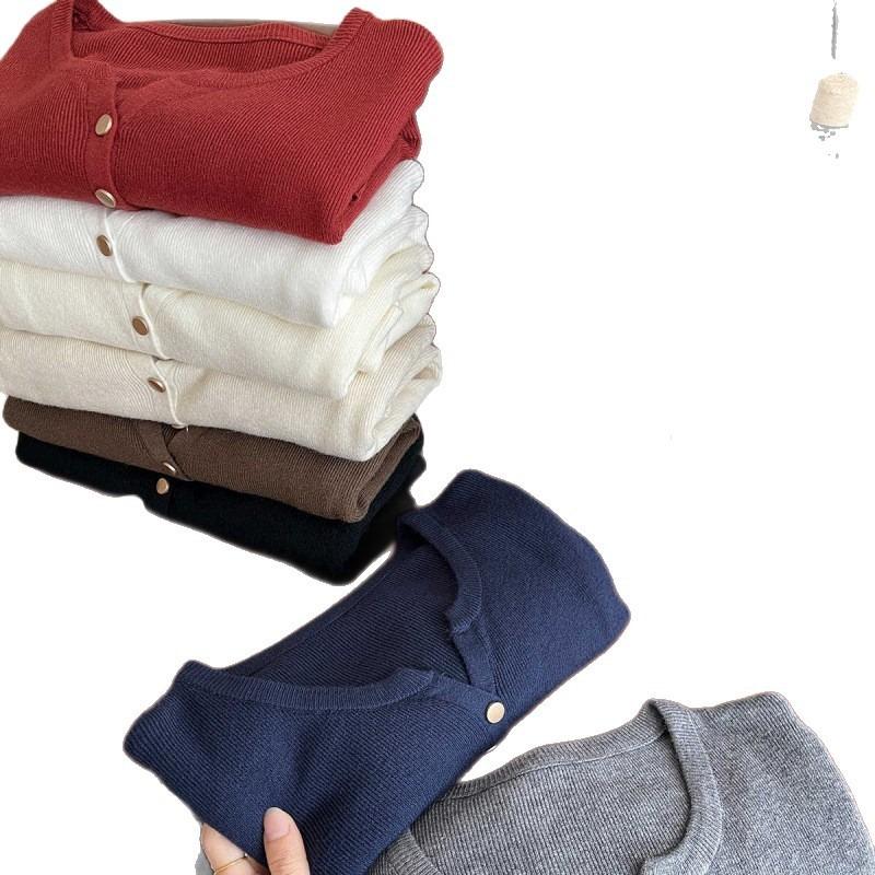 Retro Small Soft Waxy Sweater Knitted Cardigan Women's Autumn and Winter Thin Stacked Coat Bottoming Top