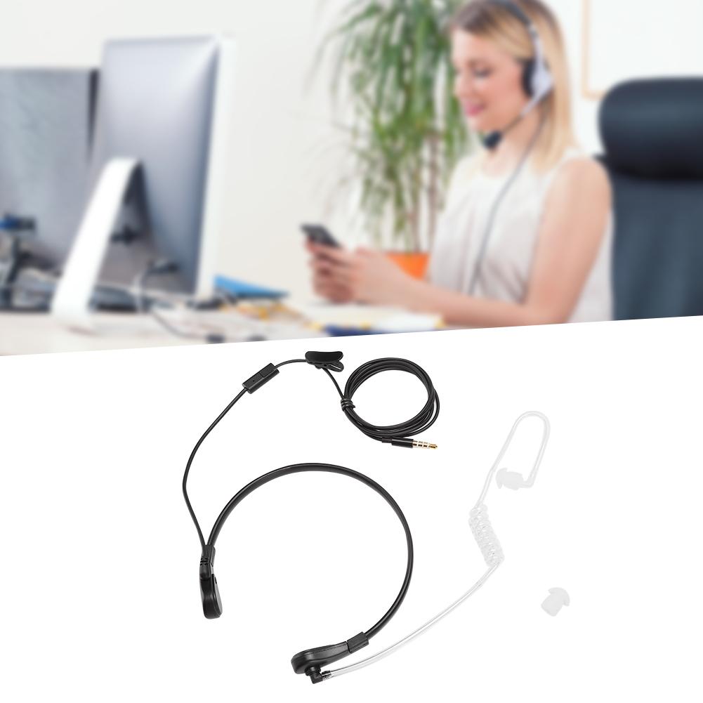 3.5mm Radiation Protection Throat Mic Microphone Earphone PTT Adjustable Concealed Air Conduit for