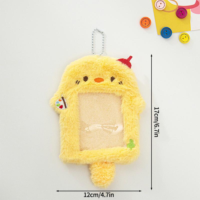 Christmas Photo Card Holder Plush Kawaii Kpop Idol Photo Display Pendant Student ID Card Protective Cover Keychain Xmas Gifts