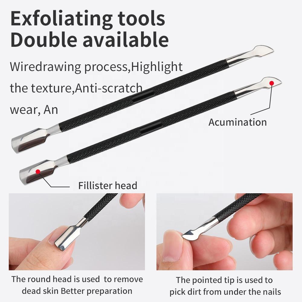 4PCS  Black  Stainless Steel  Durable Manicure Pusher  Cuticle Remover Cuticle Nippers Pedicure Set