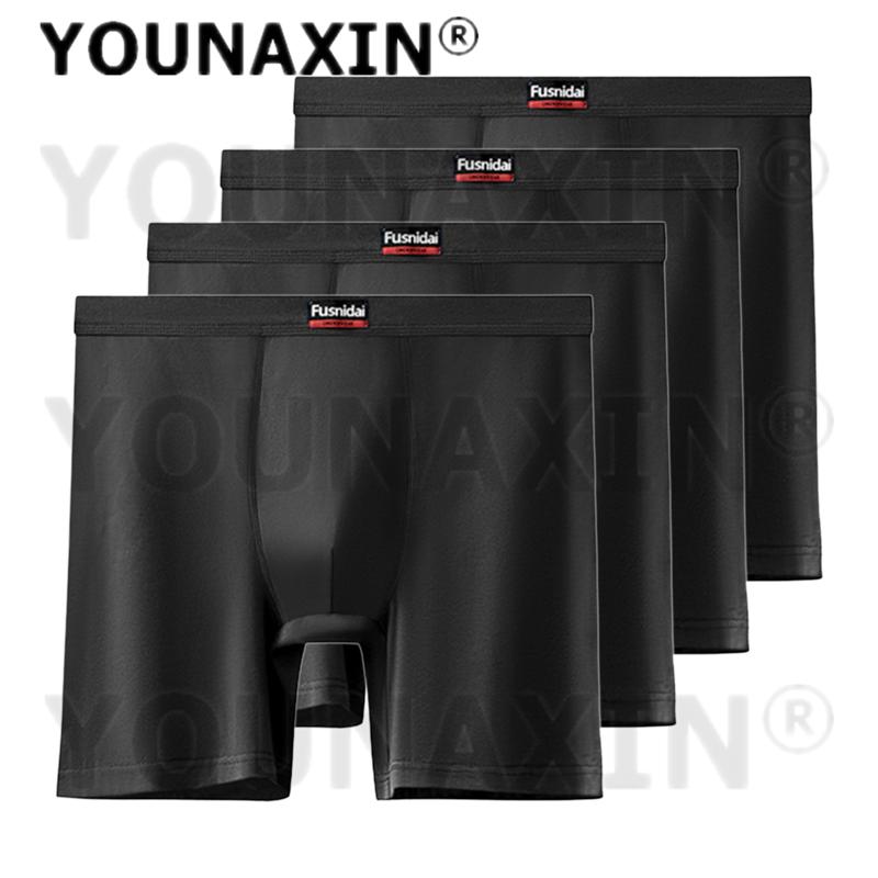 4 Pcs Men's Underwear Long Leg Plus Size Boxer Shorts Oversize Underpants Cotton Undies Loose Panties Fit 60-210KG