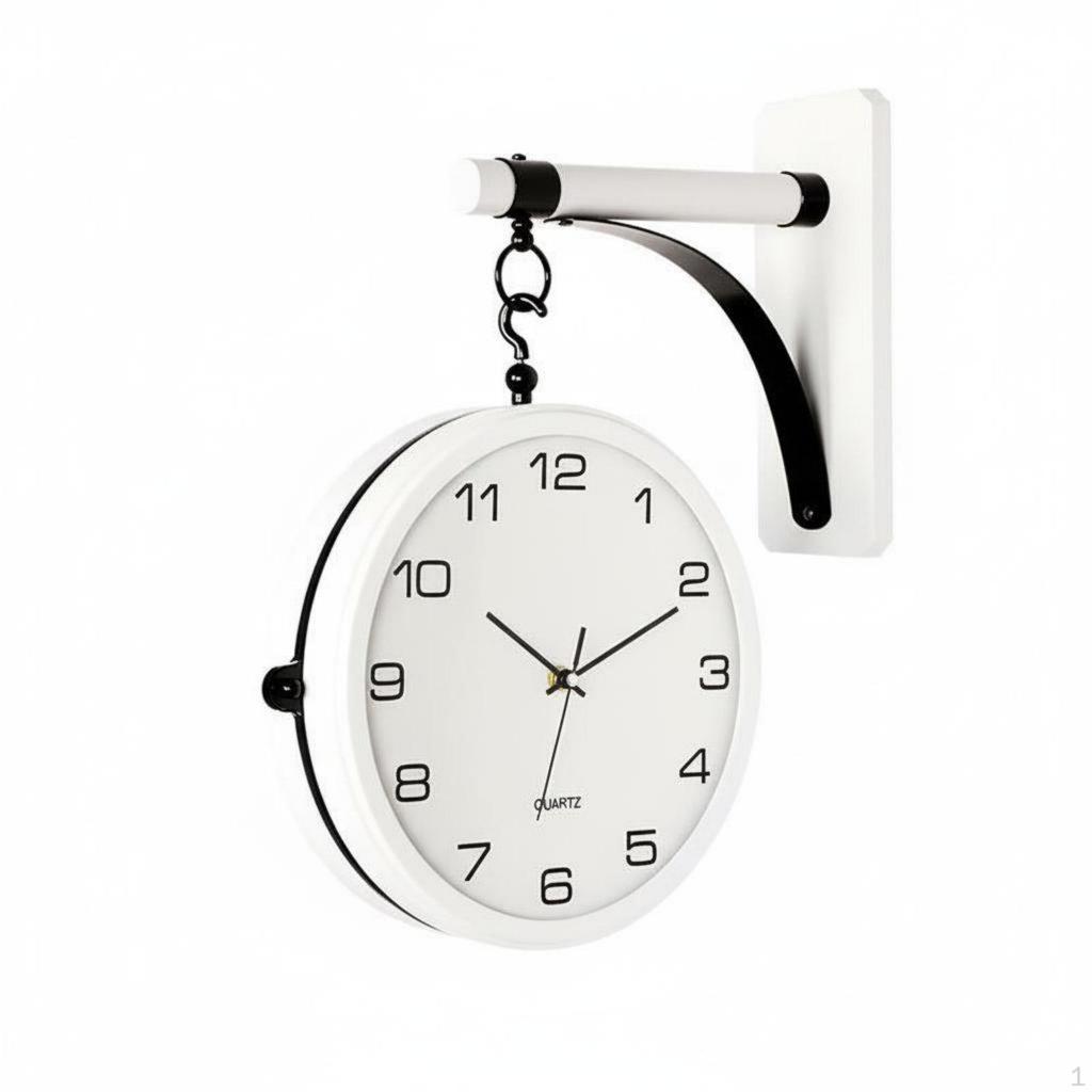 Double Sided Wall Clock Modern Nordic Design Silent Home Decor for Living Room, Hallway, Office