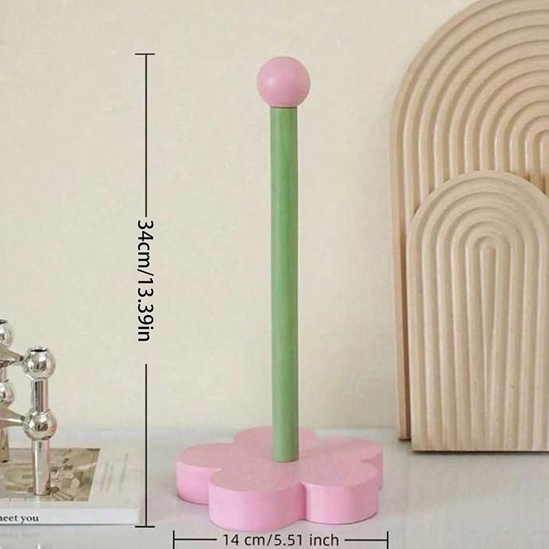 

Creative Kitchen Household Flower Shape Wooden Paper Towel Storage Rack Punch-Free Paper Roll Storage Rack