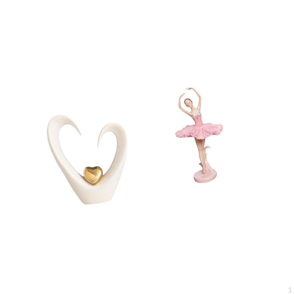 Heart Sculpture Desktop Ornament Collectible Minimalist Decorative Figurine Modern Statue for Shelf