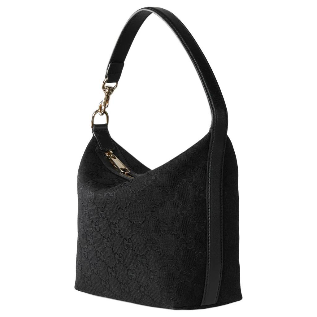 Gucci Mini Canvas And Leather Trimmed Tote Bag With Detachable Shoulder Strap Women tote bags Black Light-Gold 795168-FADMJ-1000