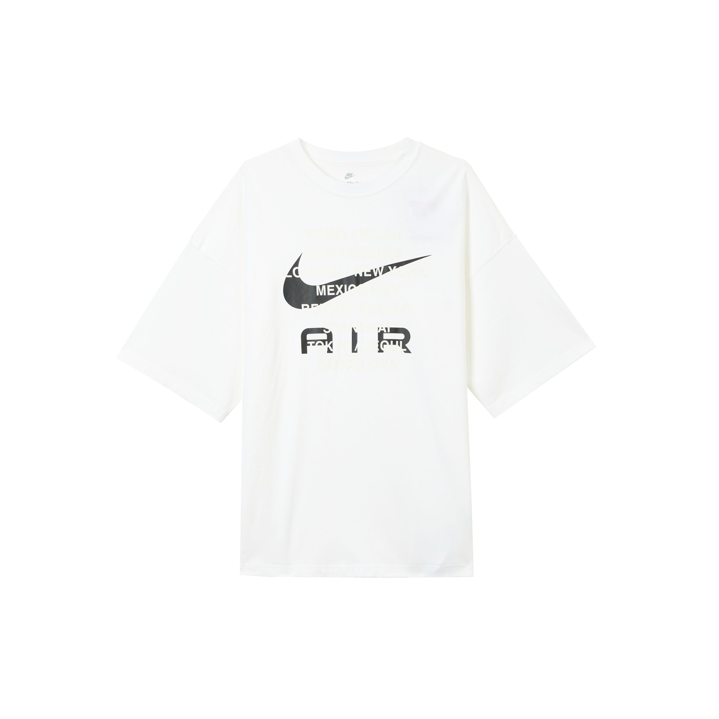 Nike Men's White Sportswear Letter Print Vintage Crew Neck Loose Short Sleeve T-Shirt With Drop Shoulder Tops Fd1250-100 Cm