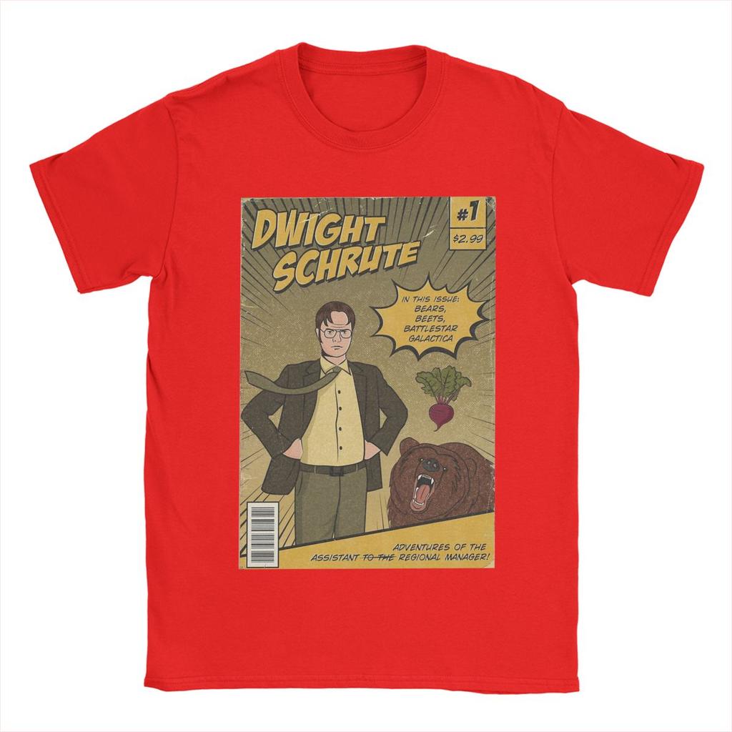 Erkek Tişört Dwight Schrute Çizgi Romanlar Vintage Pamuklu Tişört Kısa Kollu The Office TV Dizisi Tişörtleri O Yaka Giyim Grafik