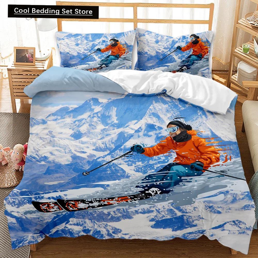 

Комплект пододеяльников для катания на лыжах, одеяло для снежных гор, экстремальные виды спорта, полиэстер, одеяло для сноуборда, двойной размер Queen King Size EU single(135x200cm)