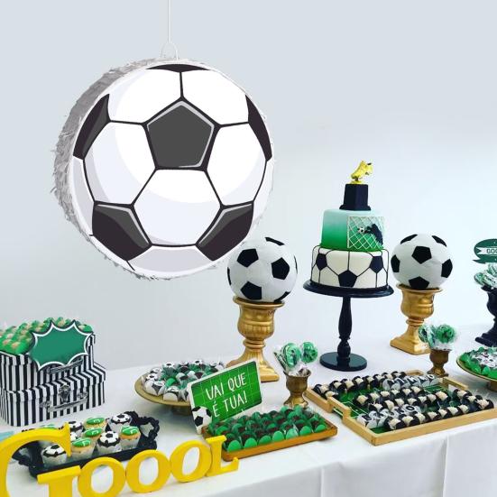 Soccer Pinata Pull String Soccer Ball Pinata with Stick Blindfold Confetti Sports Theme Birthday Party Favors for Kids Adults