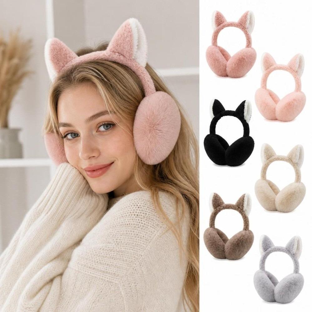 Windproof Cat Ear Earmuffs Soft Plush Winter Ear Warmers  Outdoor Cycling Accessories