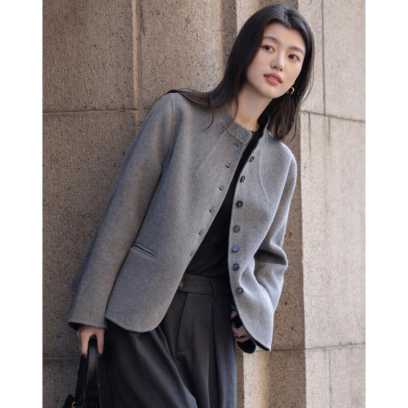 Demana New Chinese Style Fluffy Wool Blend Short Coat