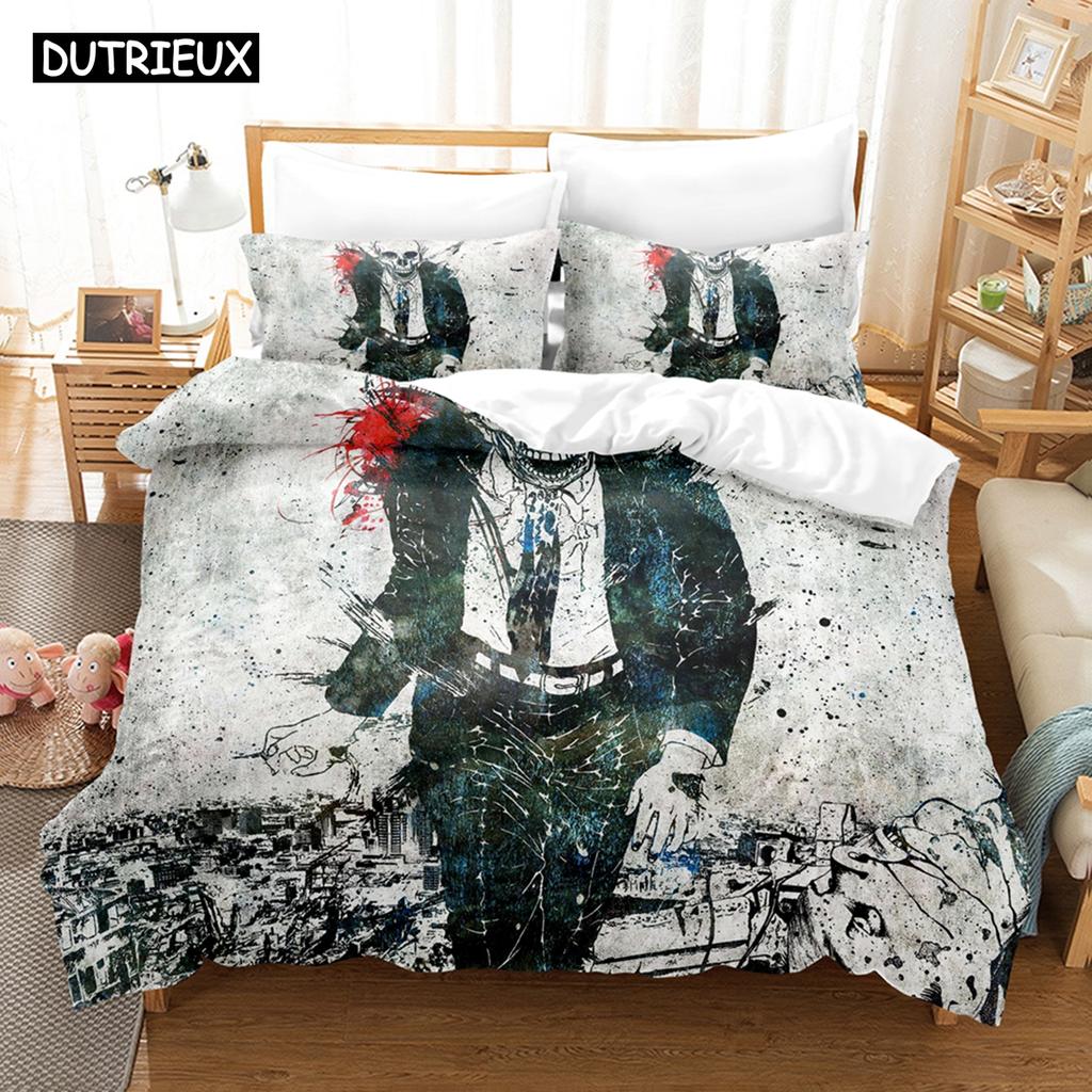 3D-gedrucktes Diablo Caput Mortuum Skelett Bettwäscheset Daunendeckenbezug mit Kissenbezug Doppel Einzel King