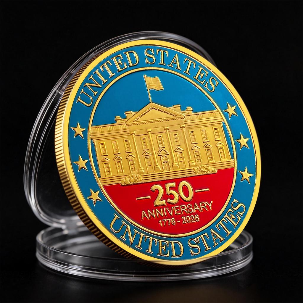 250th Anniversary Commemorative Coin Independence Day Founding Medal Challenge Coin Embossed Metal Coin Color Printed Badge