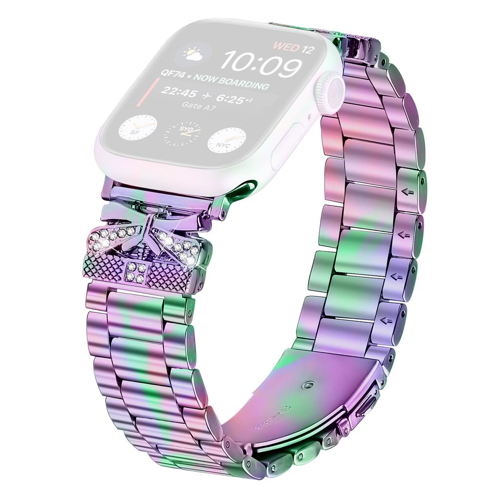 Replacement Strap for Apple Watch Series 10 9 8 7 SE 6 5 4 3 2 1 42mm 41mm 40mm 38mm Butterfly Rhinestones Decor Watch Band
