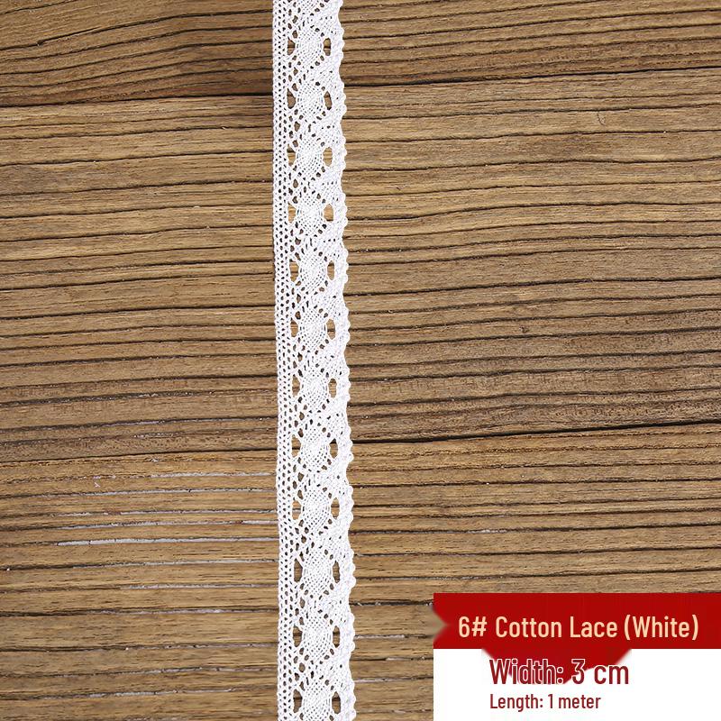 Handmade Off-White Elastic Cotton Lace for DIY Garment Accessories and Skirt Hem Decoration.