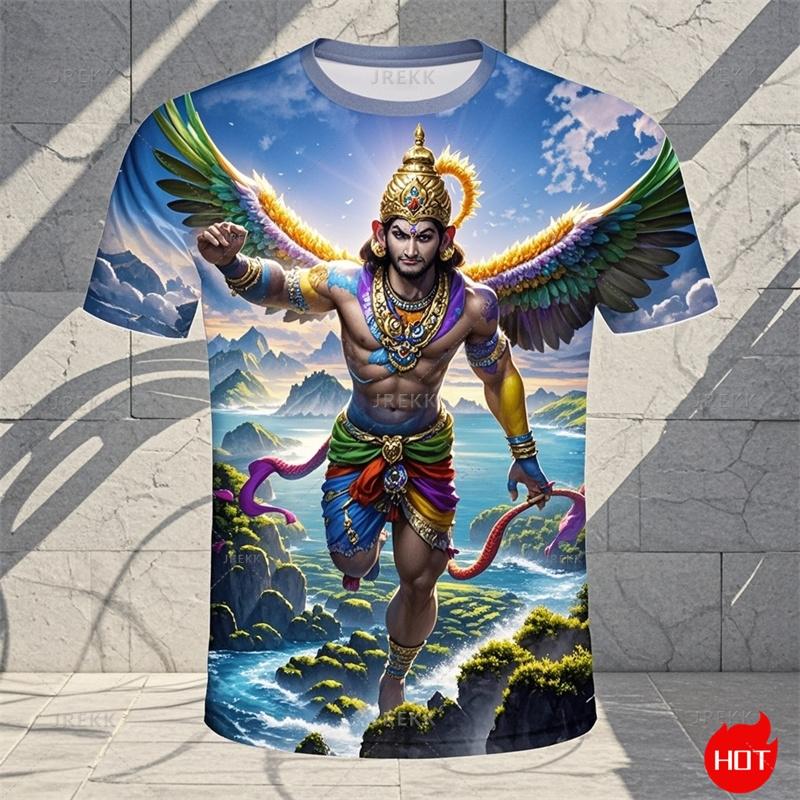 Harajuku 3D tisk Hinduistická mytologická postava Hanuman Tričko pro muže Dětská móda Legrační krátké rukávy Cool Streetwear topy
