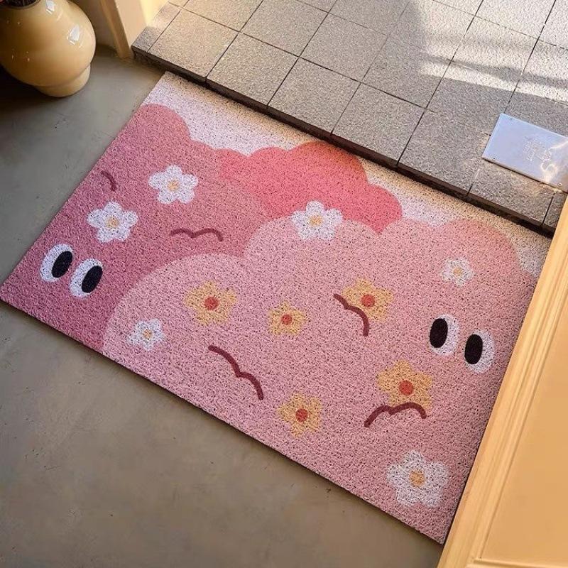 Small Fresh Brush Silk Floor Mat Scraping Mud Dirt Entry Door Door Mat Porch Non-slip Wear-resistant Can Be Cut Foot Mat