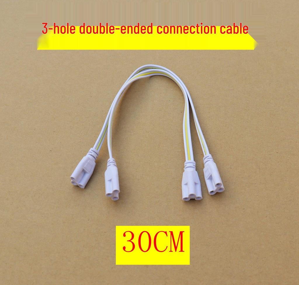 LED Tube Connector: T4/T8/T5 Extension Cord with Double Plug Adapter for Fluorescent Lamp Holders