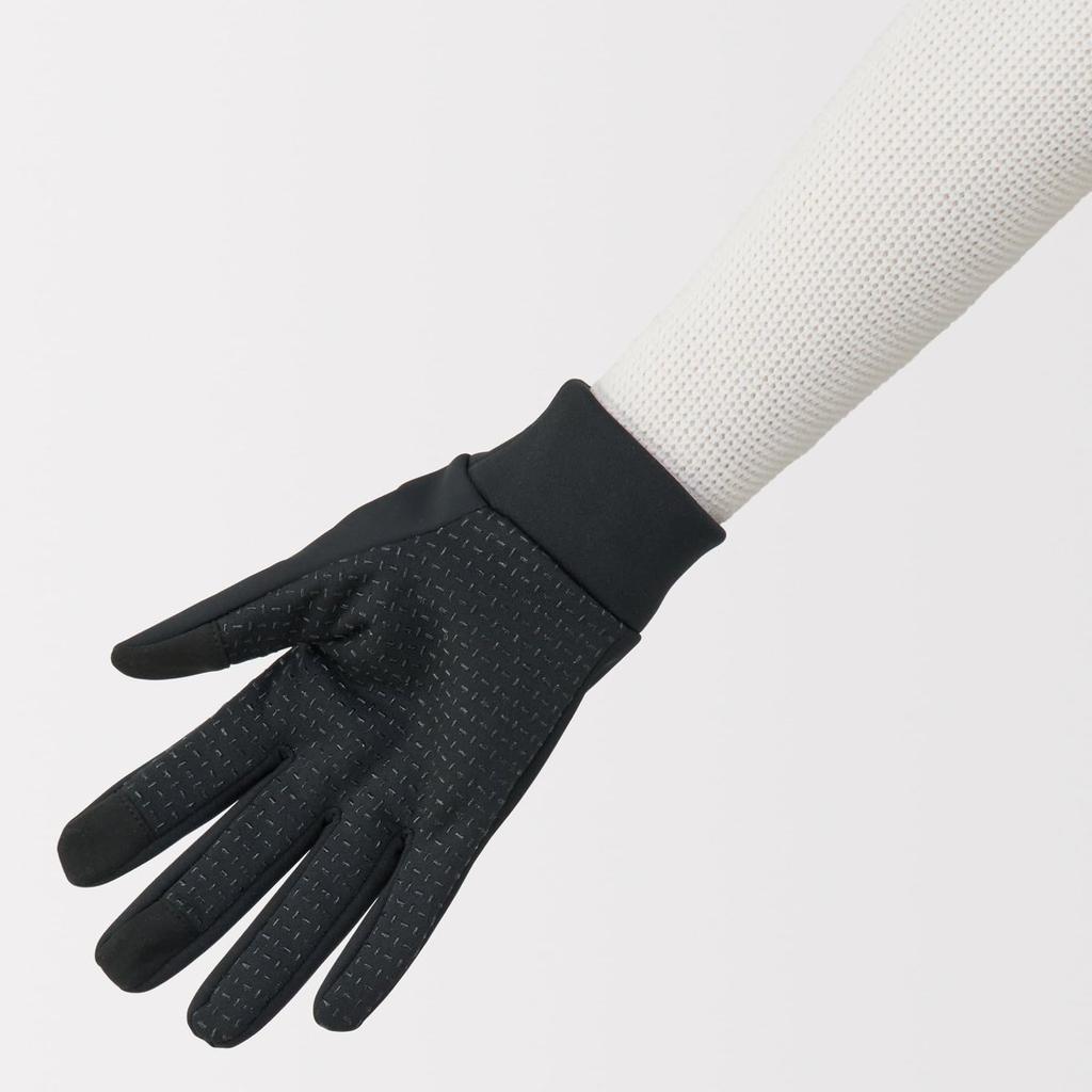 MUJI Windproof Jersey Touchscreen Gloves Unisex Adult Outdoor Winter Warm Mittens Grip Palm Black Size L