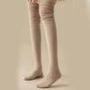 Einfarbige Kniehohe Lange Socken für Damen Japanische Studentin Raffung Lässiges Oberteil Gerippt Gestrickt Oberschenkelhohe Strümpfe Strumpfwaren
