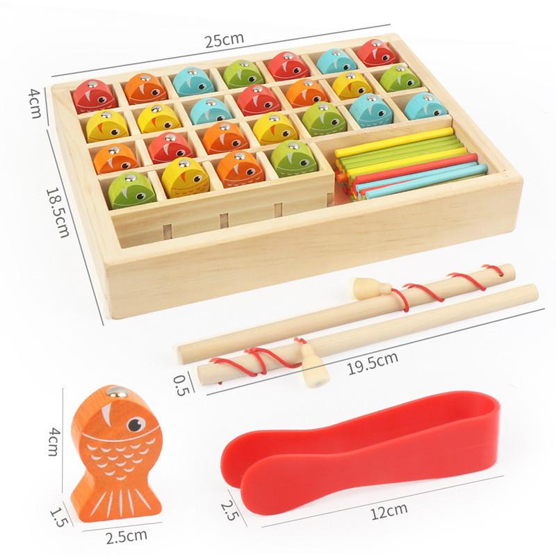 

Wooden Educational Fishing Game With Magnetic Fish Learning Puzzle For Kids