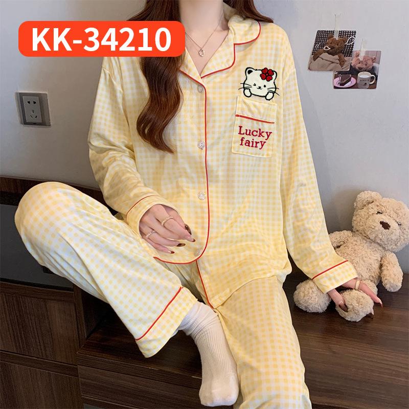 Korean Sweetheart Pajamas Set: Women's Long-Sleeve & Pants Homewear for Spring & Autumn