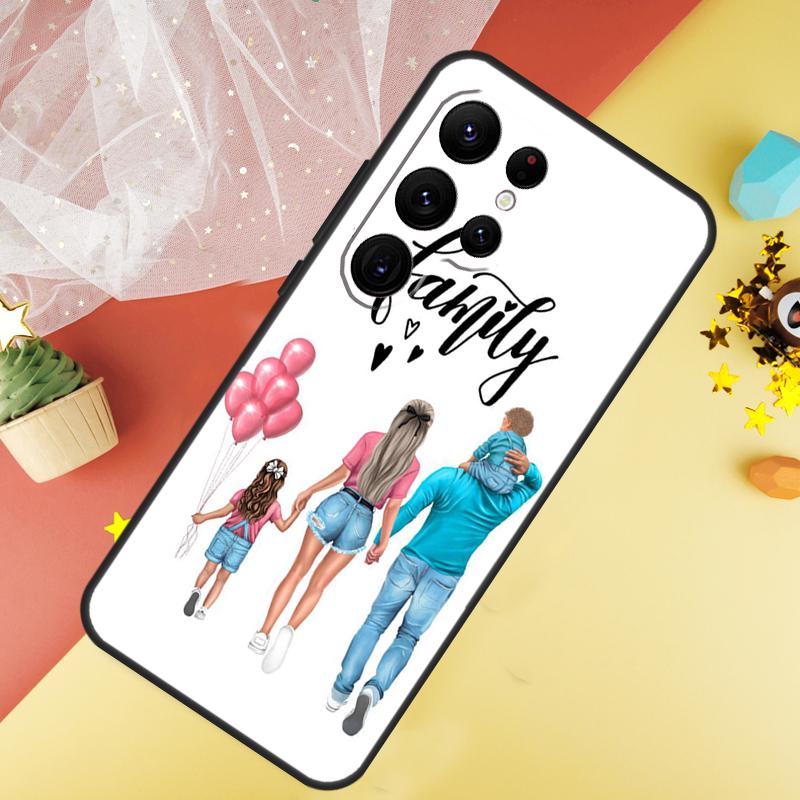 Baby Mama Dochter Meisje Zoon Papa Telefoonhoesje Voor Samsung Galaxy S25 FE S23 S21 S20 S22 S24 S26 Ultra S10 S26 Plus Cover Coque