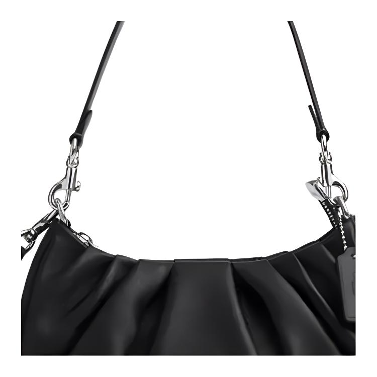 Coach Black Pebbled Leather Mini Shoulder Bag with Silver Hardware for Daily Use
