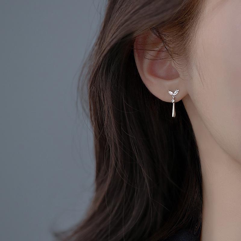 Sterling Silver Flower Drop Earrings For Women Niche Luxury Stylish Ear Jewelry