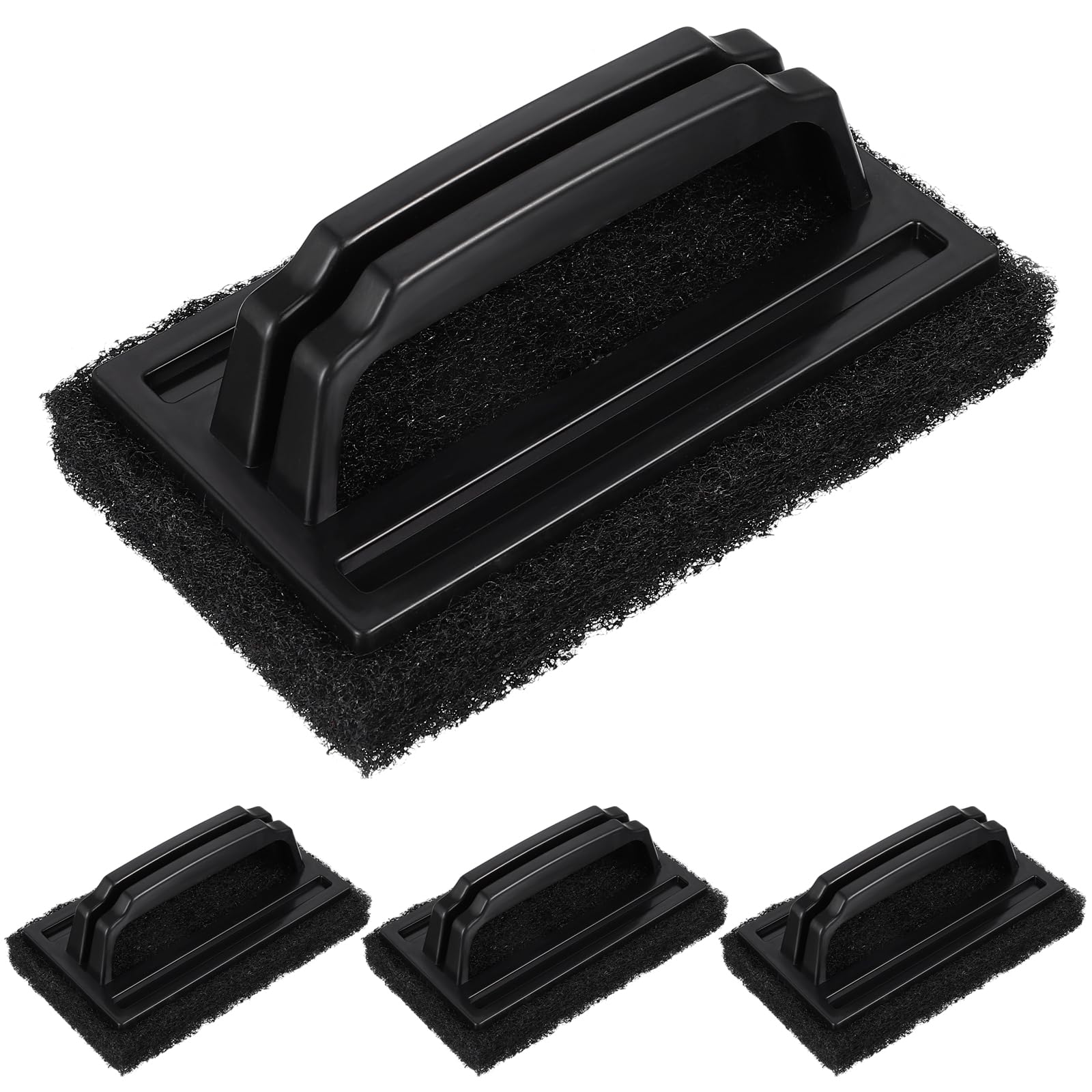 

OUNONA Гриль для барбекю Удаляет грязь и нагар для сетки и железа для газа Мощная щетка-скребок, Щетка, Еда, Тарелка, Кемпинг, Барбекю, Чистка, Набор из 4 предметов, чёрный