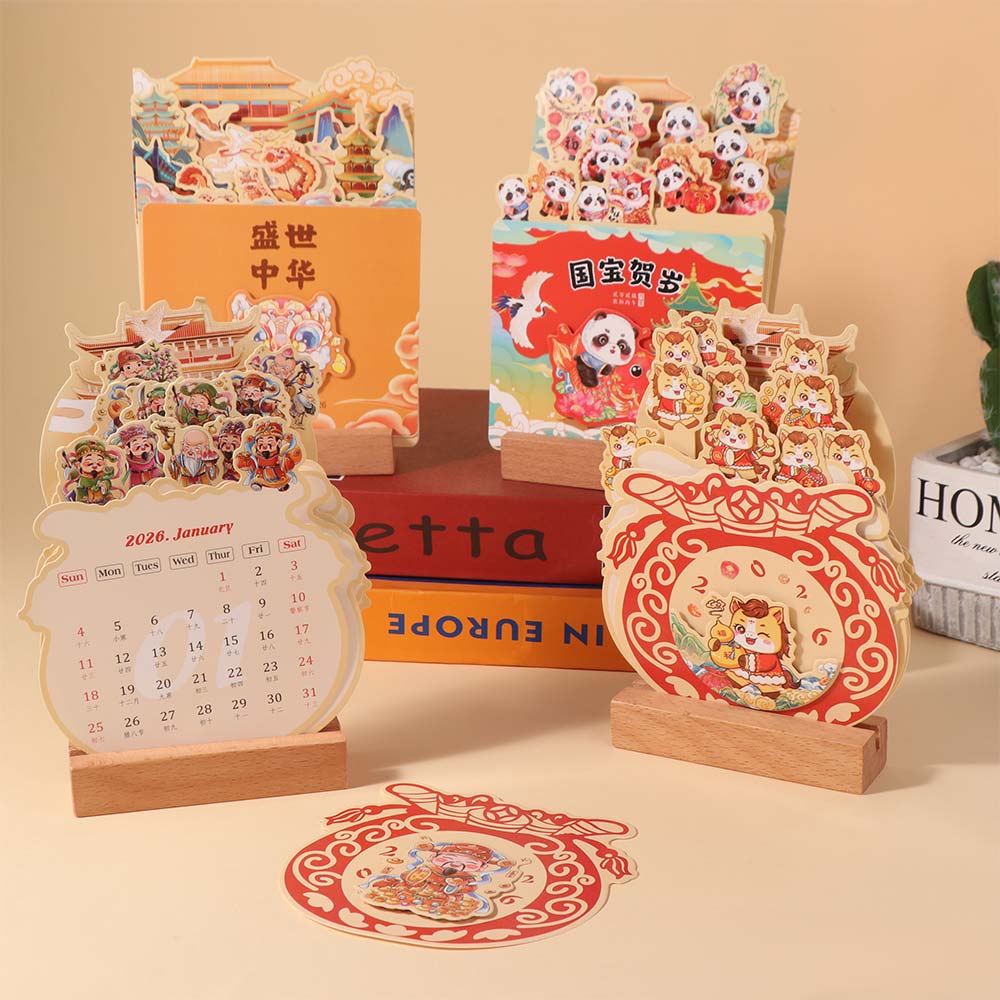 Paper Craft Mini Desk Calendar Card Insert Vase-Like Calendar Flowers Desk Calendar  Home
