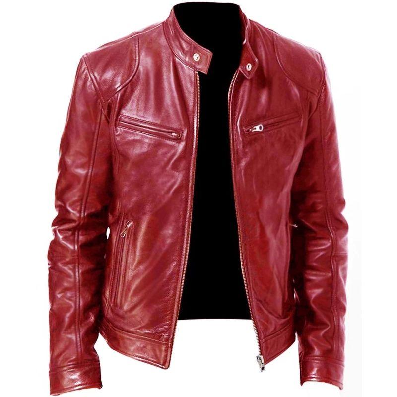 2025 Autumn Winter Fashionable PU Men's Casual Jacket Wholesale European Style Motorcycle Leather Coat