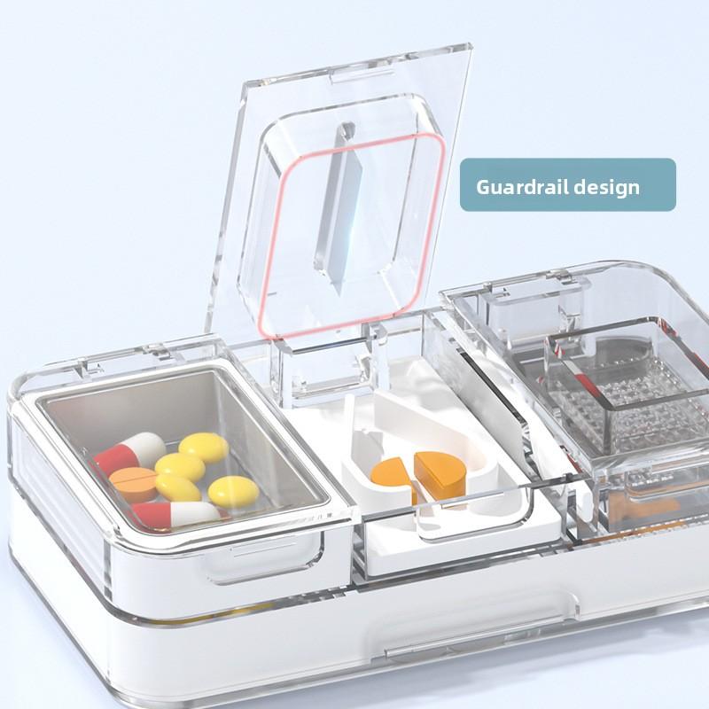 1PCS Pill Organizer with Cutter Crusher,Travel Medicine Pill Organizer for Pocket Purse To Hold Vitamins Medication Supplements
