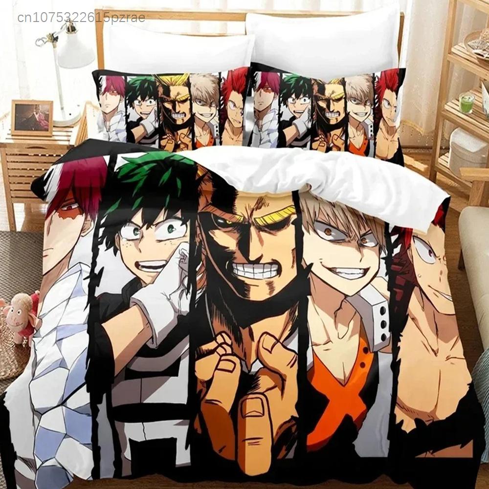 Nové povlečení My Hero Academia do ložnice Měkké moderní přehozy Pohodlný dětský povlak na peřinu Povlak na přikrývku a povlak na polštář