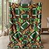 Football Pixel Pattern Theme Blanket Lightweight Warm Flannel Blanket Decorative Throw Blanket for Home Decoration