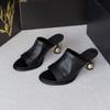 Fashion 2025 New Women Genuine Leather Sandals High Heels Peep Toe Summer Comfort Casual Black Shoes Woman Female Fashion Pumps Slippers