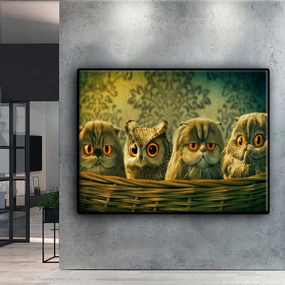 5D DIY Diamond Embroidery Animal Owl Diamond Painting Mosaic Home Decoration
