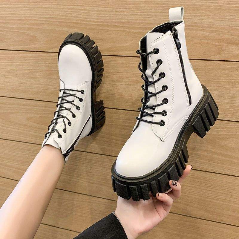 Skinny Martin boots women's 2025 autumn and winter new thick-soled heightening tide casual versatile British style handsome short boots