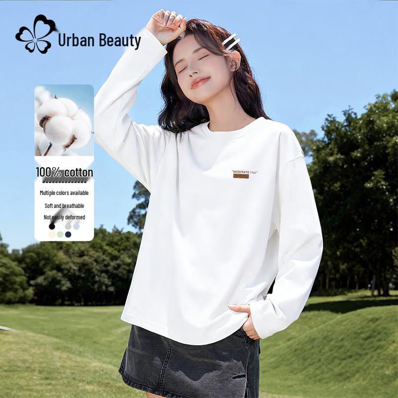 Dushi Liren Women's Loose Fit Long Sleeve Cotton T-Shirt
