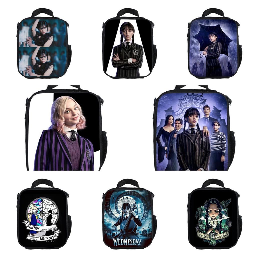 Bolsa de almuerzo aislada del miércoles La Familia Addams Para Niños Estudiantes