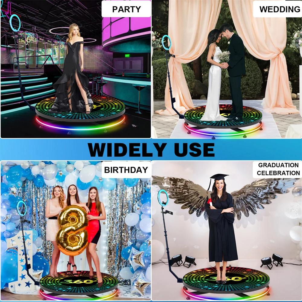 360 Video Photo Booth Machine with Ring Light,Free Logo,360 Automatic Rotating Selfie Photobooth with Flight Case