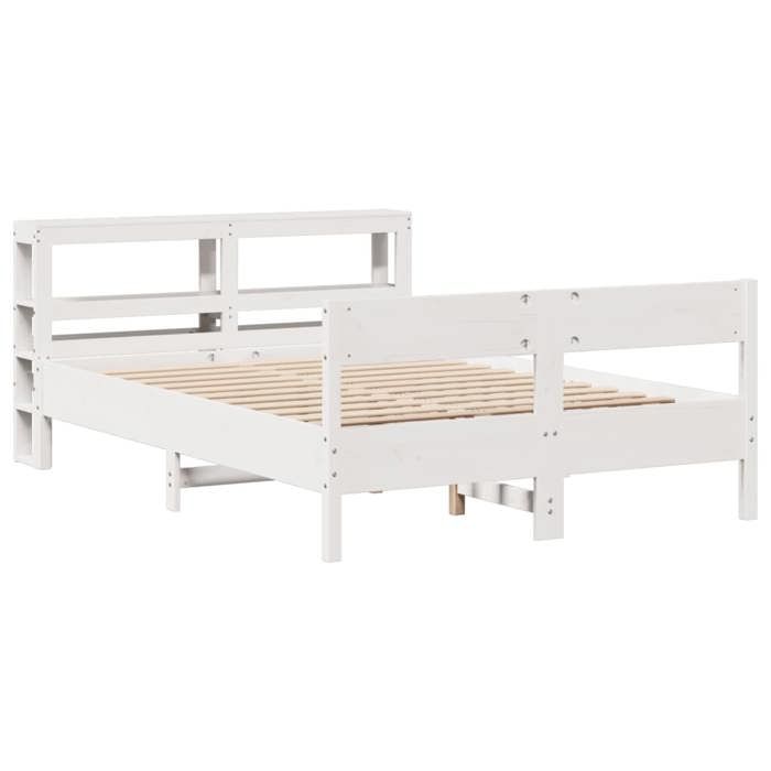 VidaXL Bed Frames and Headboard White 140x190 Cm Solid Pine Wood, Bed, Bedroom Furniture, Wooden Bed, Bed 3306199