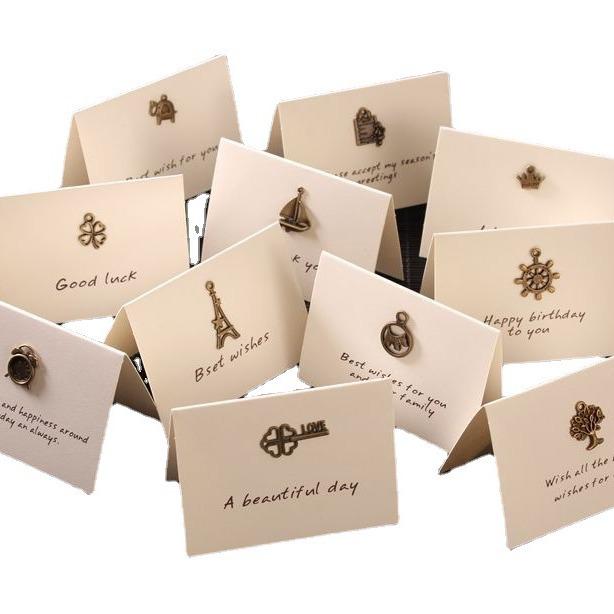 Retro kovové pohlednice: Svátek, Nový rok, Vánoce, Svatba s obálkou