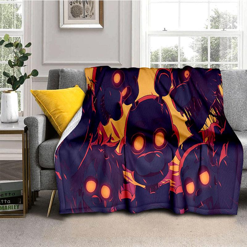 Horror Game F-FNAF Freddy Movie Flannel Blanket Soft Warm Throw Blanket for Bedroom Living Room Bed Travel Camping Picnic Gift