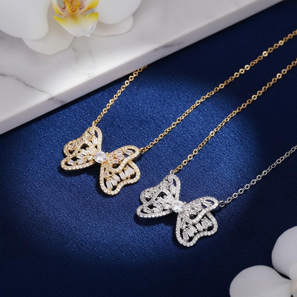 Elegant Butterfly Diamond Necklace - High-End Versatile Jewelry