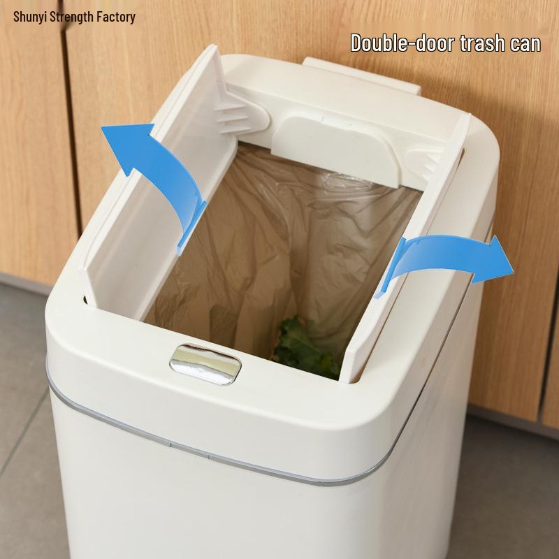 Silent Double-Open Trash Can with Foot Pedal for Kitchen and Bathroom