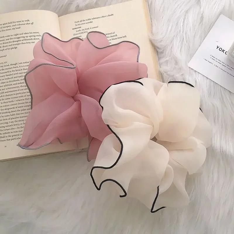 1pc Spring and Summer Oversized Organza Large Intestine Hair Loop Mesh Temperament Fat Intestine Loop Lock Edge Headband Flower