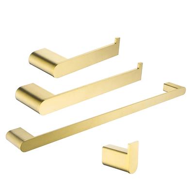 Brushed Gold  Bathroom Accessories Sets 4 Wall Mounted Towel Bar Robe Hooks Toilet Paper Roll Holder Stainless Steel Hardware