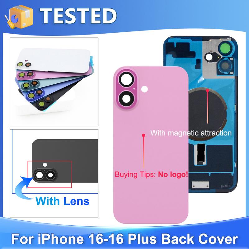 

Glass Battery Cover For iPhone 16 16Plus Rear Door Housing Panel Camera Lens Parts For iPhone 16 Plus Battery Cover 16 Black