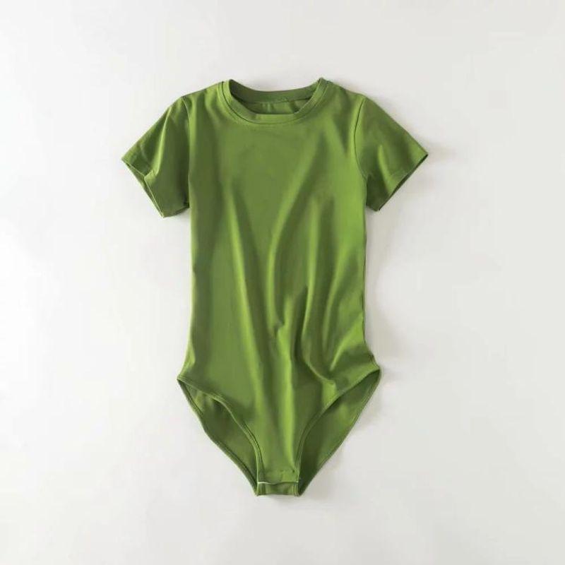 

T-shirt Black and White Color Matching Cotton One-Piece Minimalist Ins Short Sleeve Green L